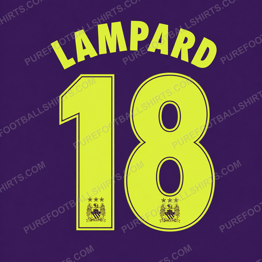 Flocage Lampard 18 Manchester City 2014-2015 third — nameset repro typo Ligue des Champions