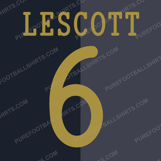 Flocage Lescott 6 Manchester City 2013-2014 extérieur — nameset repro typo Ligue des Champions
