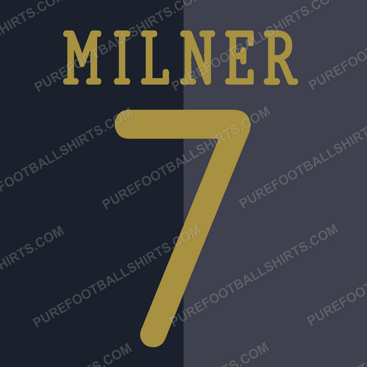 Flocage Milner 7 Manchester City 2013-2014 extérieur — nameset repro typo Ligue des Champions