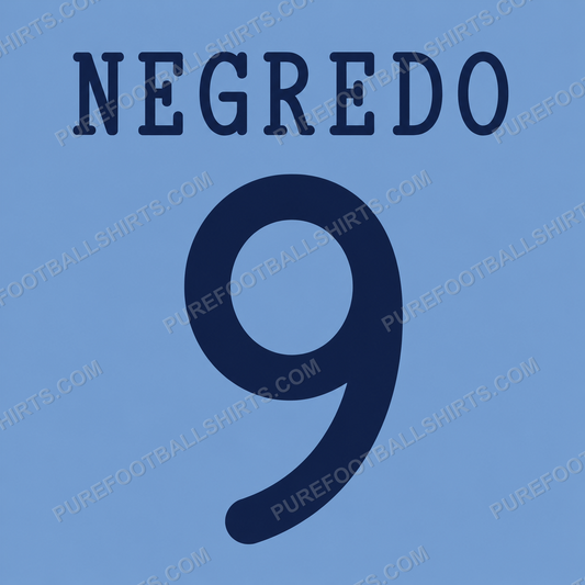 Flocage Negredo 9 Manchester City 2013-2014 domicile — nameset repro typo Ligue des Champions