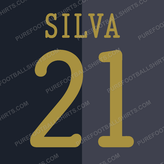 Flocage Silva 21 Manchester City 2013-2014 extérieur — nameset repro typo Ligue des Champions