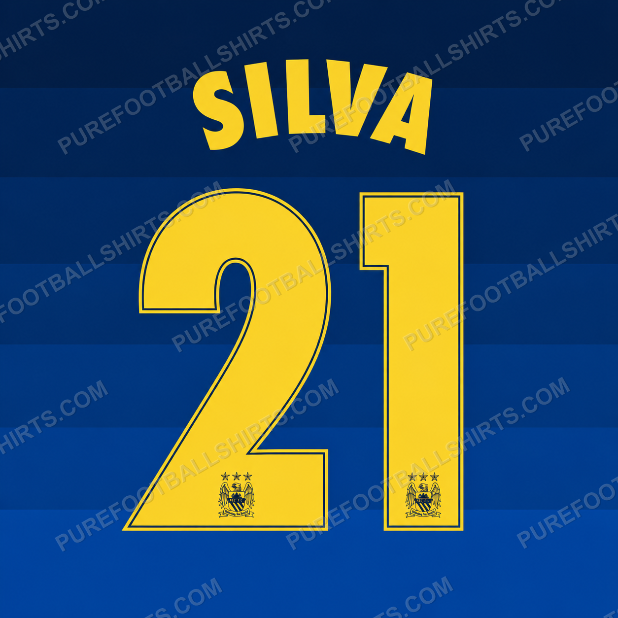 Flocage Silva 21 Manchester City 2014-2015 extérieur — nameset repro typo Ligue des Champions
