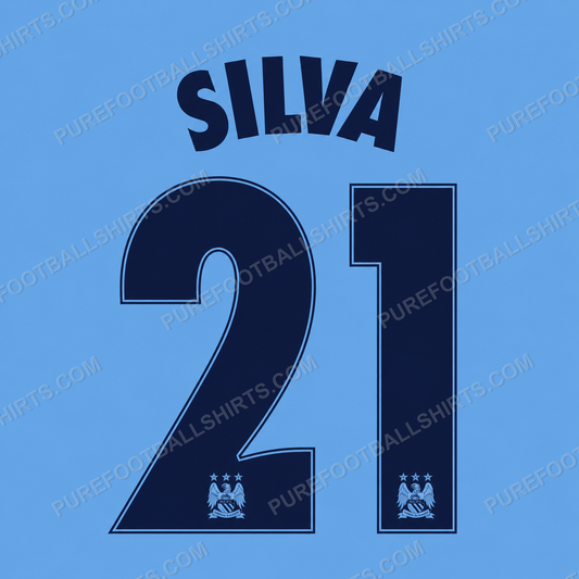 Flocage Silva 21 Manchester City 2014-2015 domicile — nameset repro typo Ligue des Champions