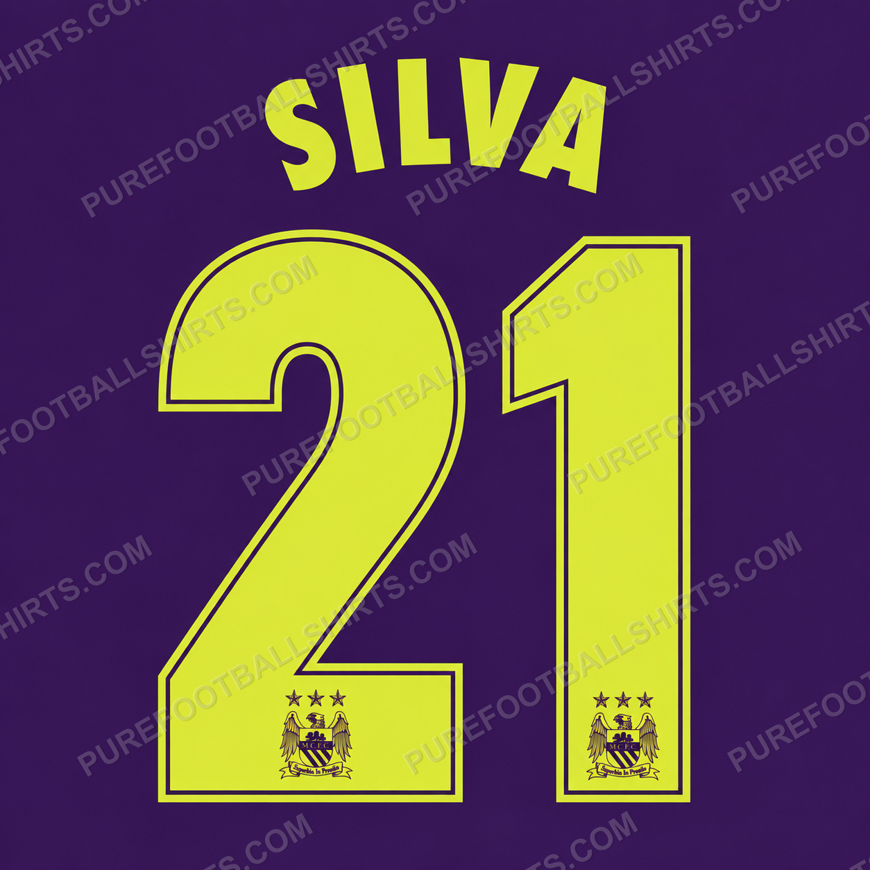 Flocage Silva 21 Manchester City 2014-2015 third — nameset repro typo Ligue des Champions