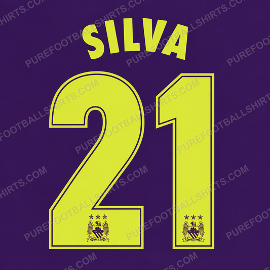 Flocage Silva 21 Manchester City 2014-2015 third — nameset repro typo Ligue des Champions