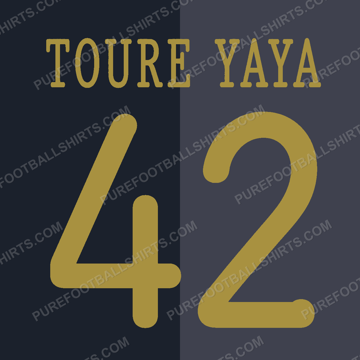 Flocage Touré Yaya 42 Manchester City 2013-2014 extérieur — nameset repro typo Ligue des Champions