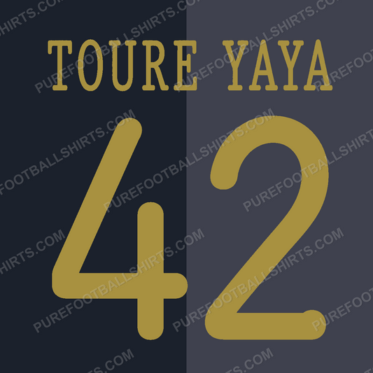 Flocage Touré Yaya 42 Manchester City 2013-2014 extérieur — nameset repro typo Ligue des Champions