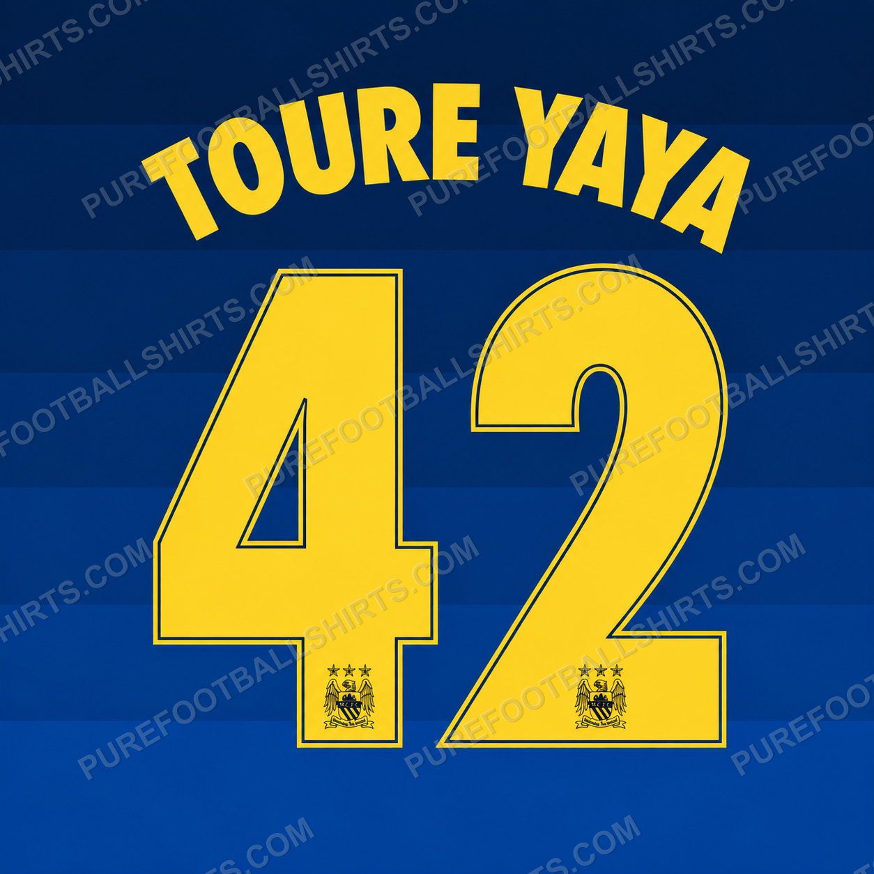 Flocage Touré Yaya 42 Manchester City 2014-2015 extérieur — nameset repro typo Ligue des Champions
