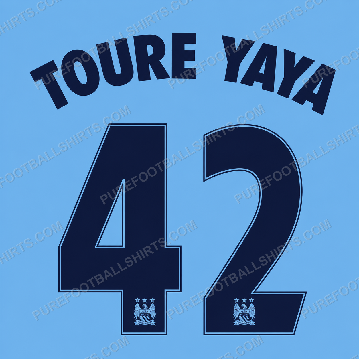 Flocage Touré Yaya 42 Manchester City 2014-2015 domicile — nameset repro typo Ligue des Champions