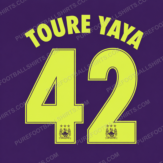 Flocage Touré Yaya 42 Manchester City 2014-2015 third — nameset repro typo Ligue des Champions