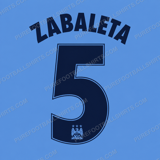 Flocage Zabaleta 5 Manchester City 2014-2015 domicile — nameset repro typo Ligue des Champions