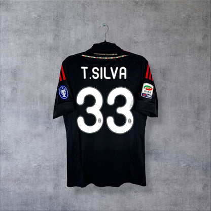 Maillot AC Milan 2011-2012 third noir, dos floqué T.Silva 33, patchs Serie A et UEFA