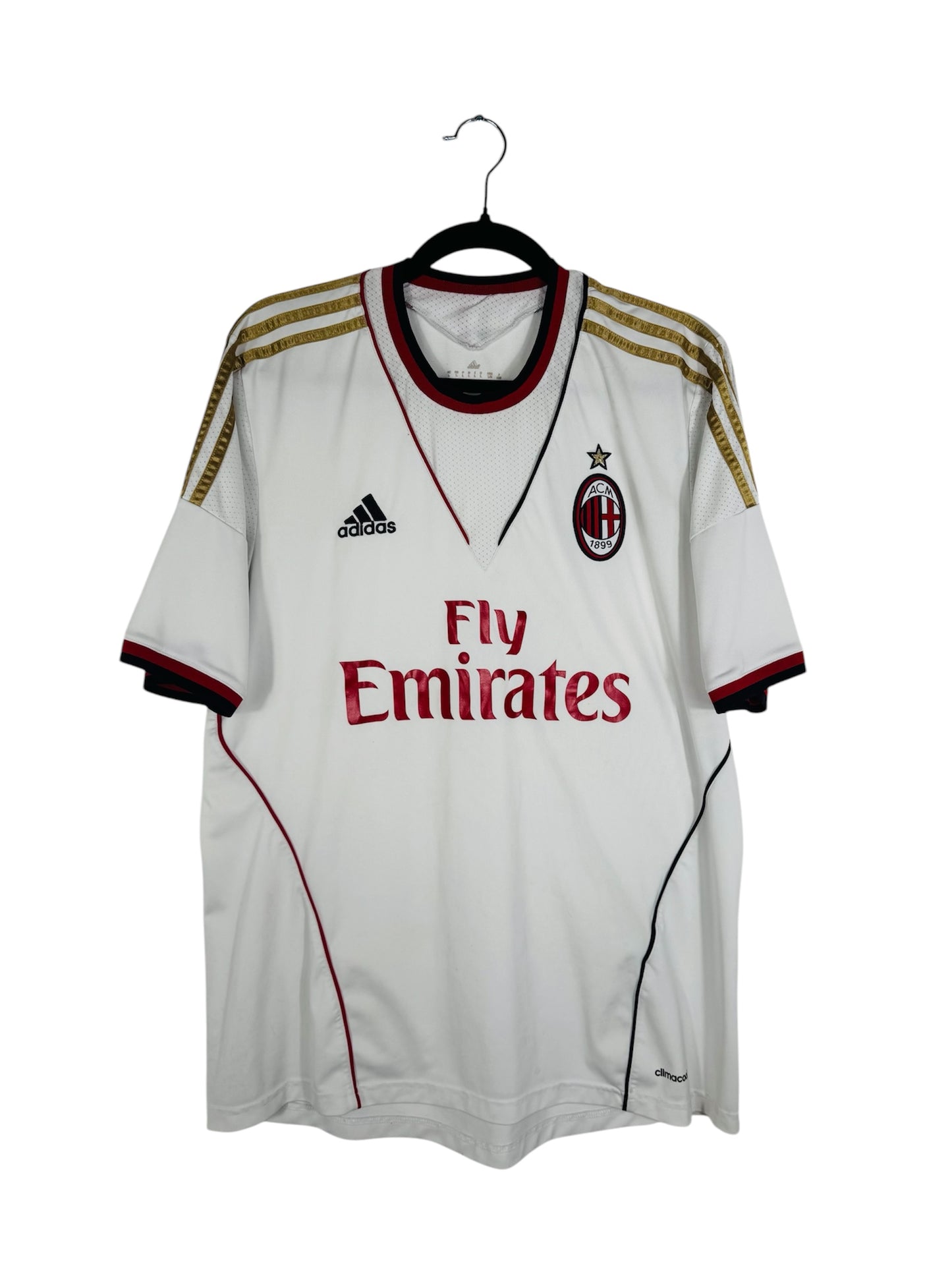 Maillot AC Milan 2013-2014 Extérieur - Vue avant, taille L, couleur blanche.