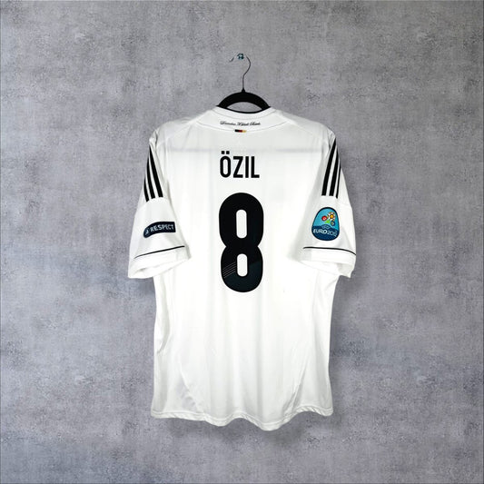 Maillot Allemagne Euro 2012 domicile blanc, dos floqué Özil 8, patchs Euro 2012 et Respect