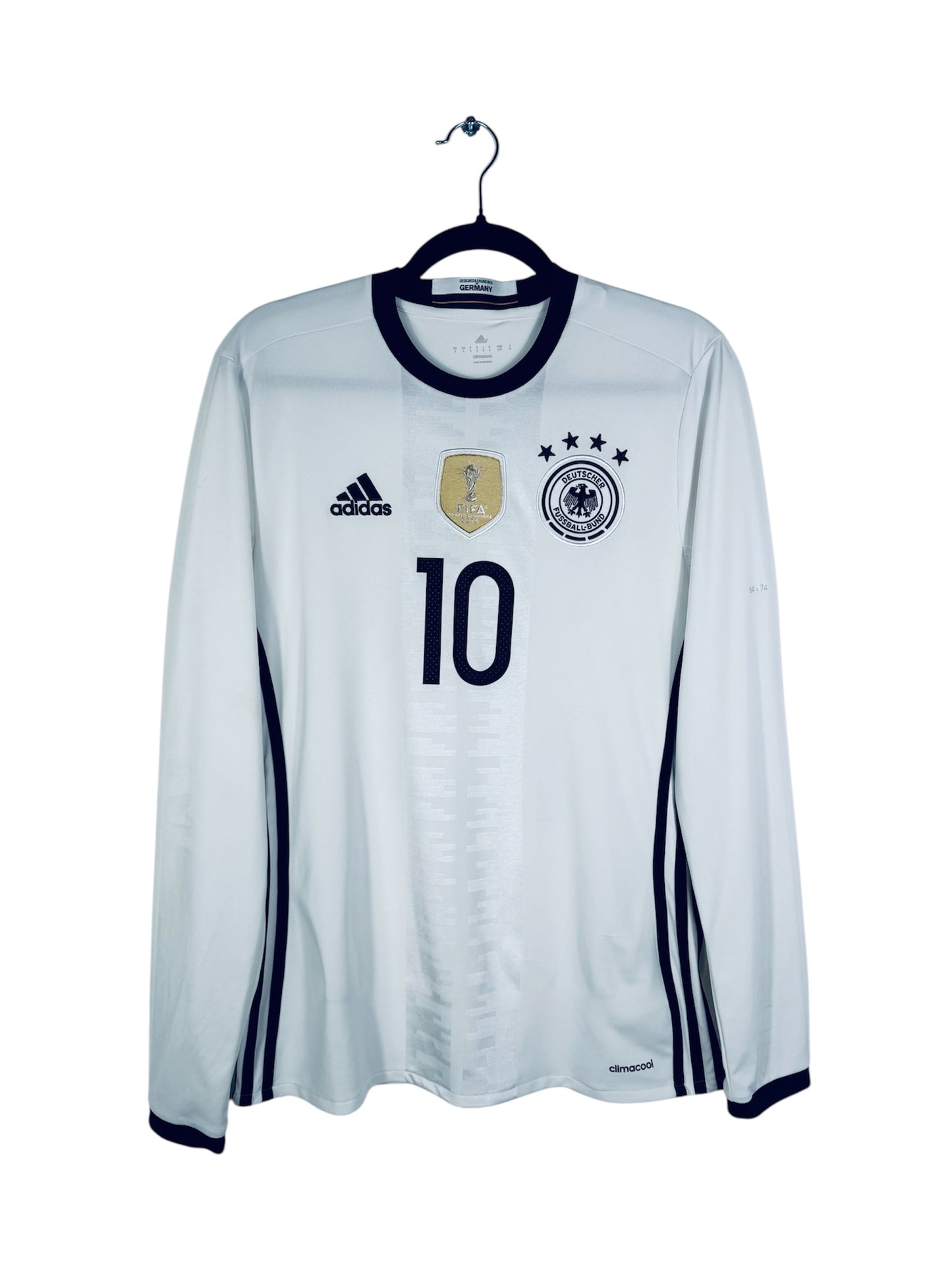 Maillot Allemagne 2016-2017 Domicile Adidas - Vue avant, taille S, couleur blanc.