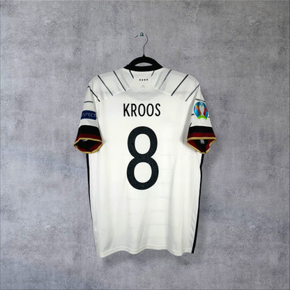 Maillot Allemagne 2020 domicile adidas, dos floqué Kroos 8, badges Euro 2020 et Respect