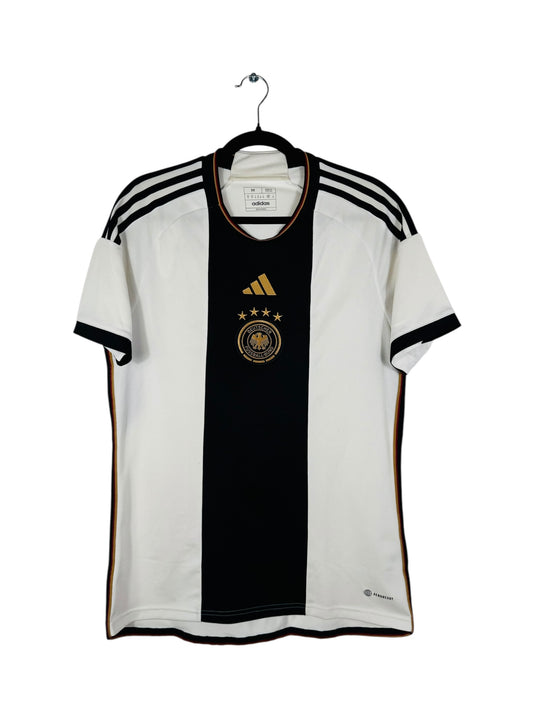 Maillot Allemagne 2022-2023 Domicile Adidas - Vue avant, taille M, couleur blanc et noir.