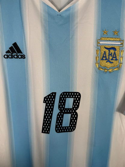 Écusson AFA brodé fil doré avec deux étoiles et logo adidas, maillot Argentine domicile 2004
