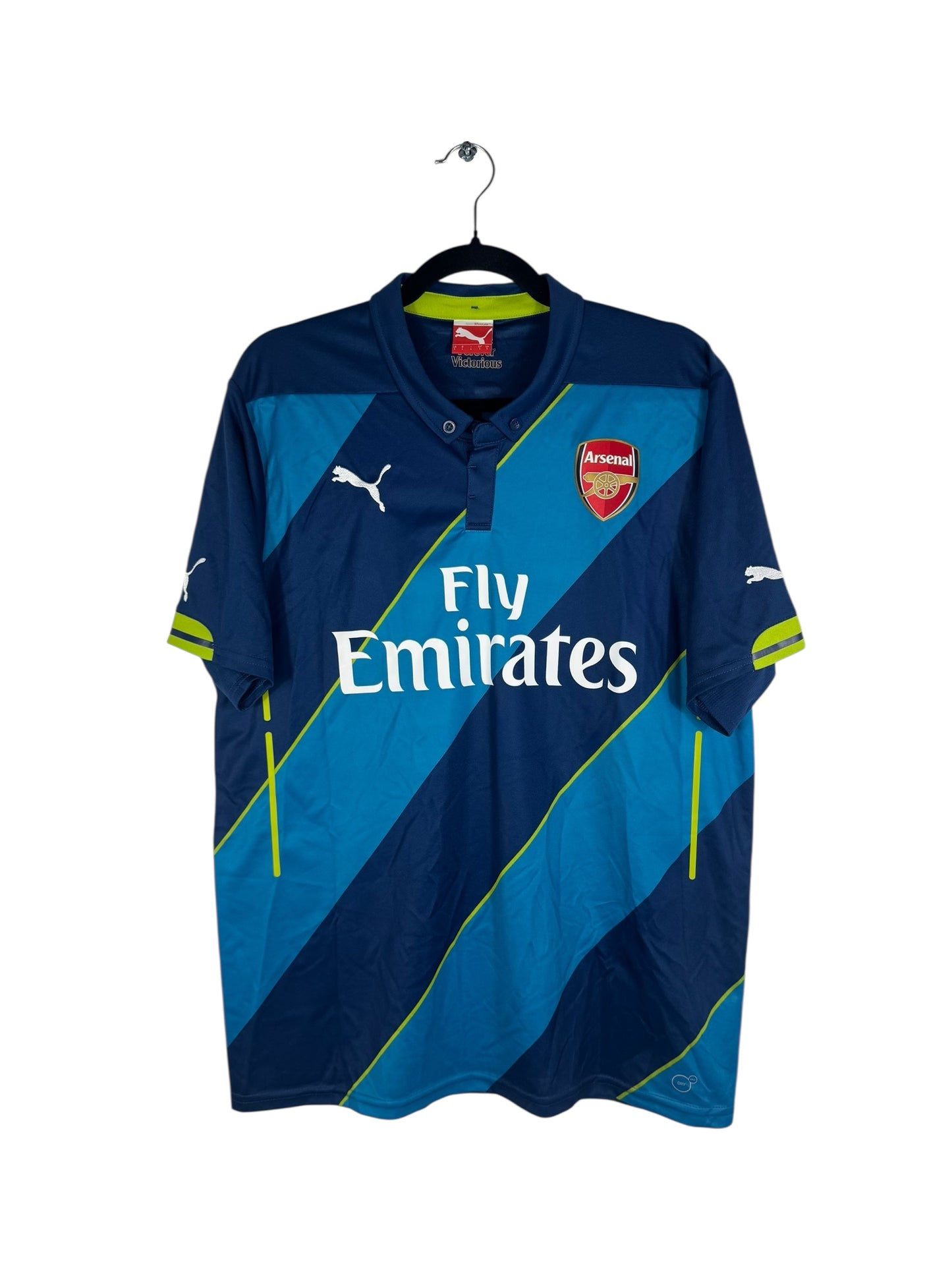 Maillot Arsenal 2014-2015 third Puma Arteta 8 bleu marine bleu ciel taille L vue avant