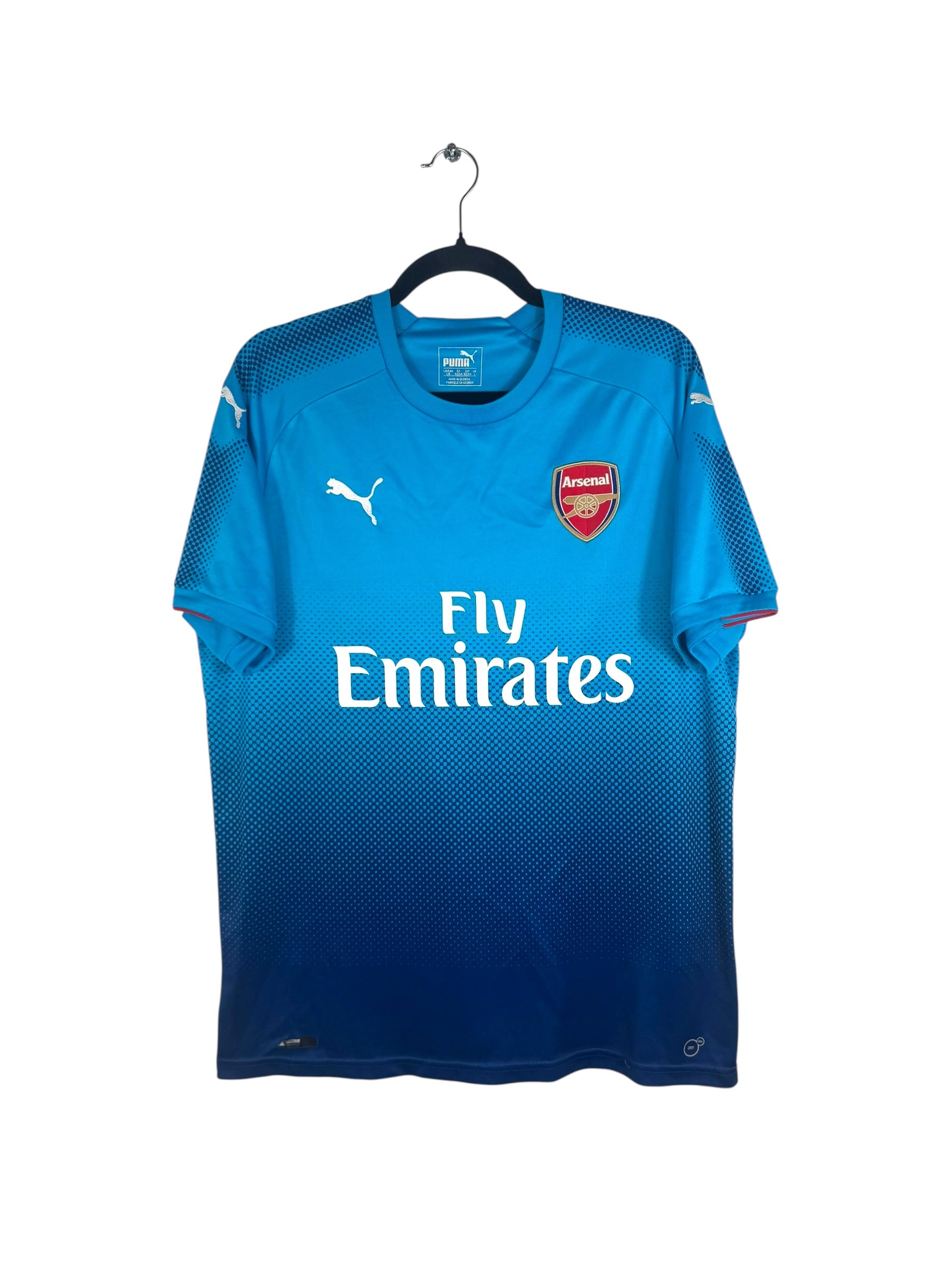 Maillot Arsenal 2017-2018 extérieur Puma Lacazette 9 bleu L vue avant