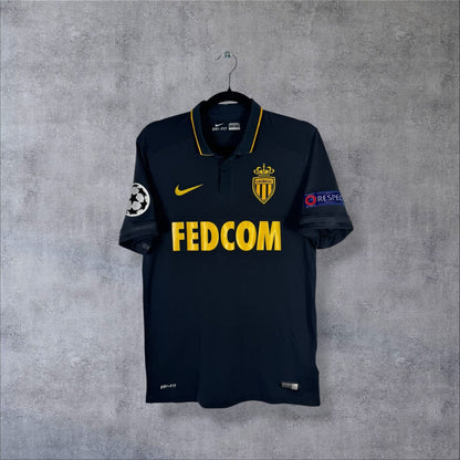 Face du maillot AS Monaco 2016-2017 third Nike bleu marine à col polo, sponsor FEDCOM