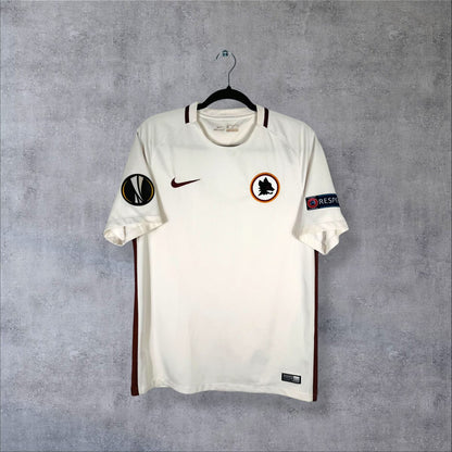 Face du maillot AS Roma 2016-2017 extérieur Nike sans sponsor avec patchs Europa League et RESPECT