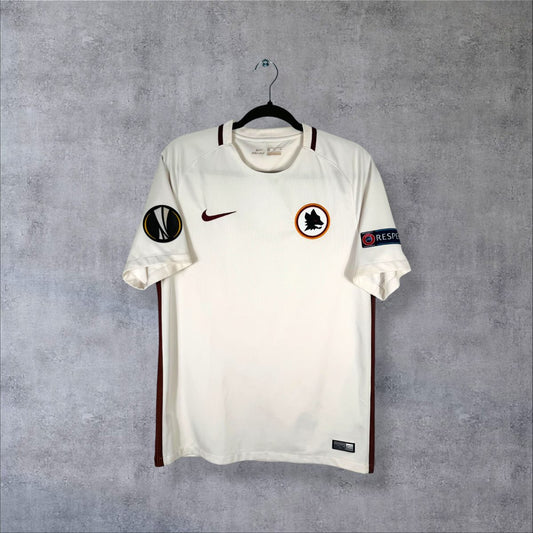 Face du maillot AS Roma 2016-2017 extérieur Nike sans sponsor avec patchs Europa League et RESPECT