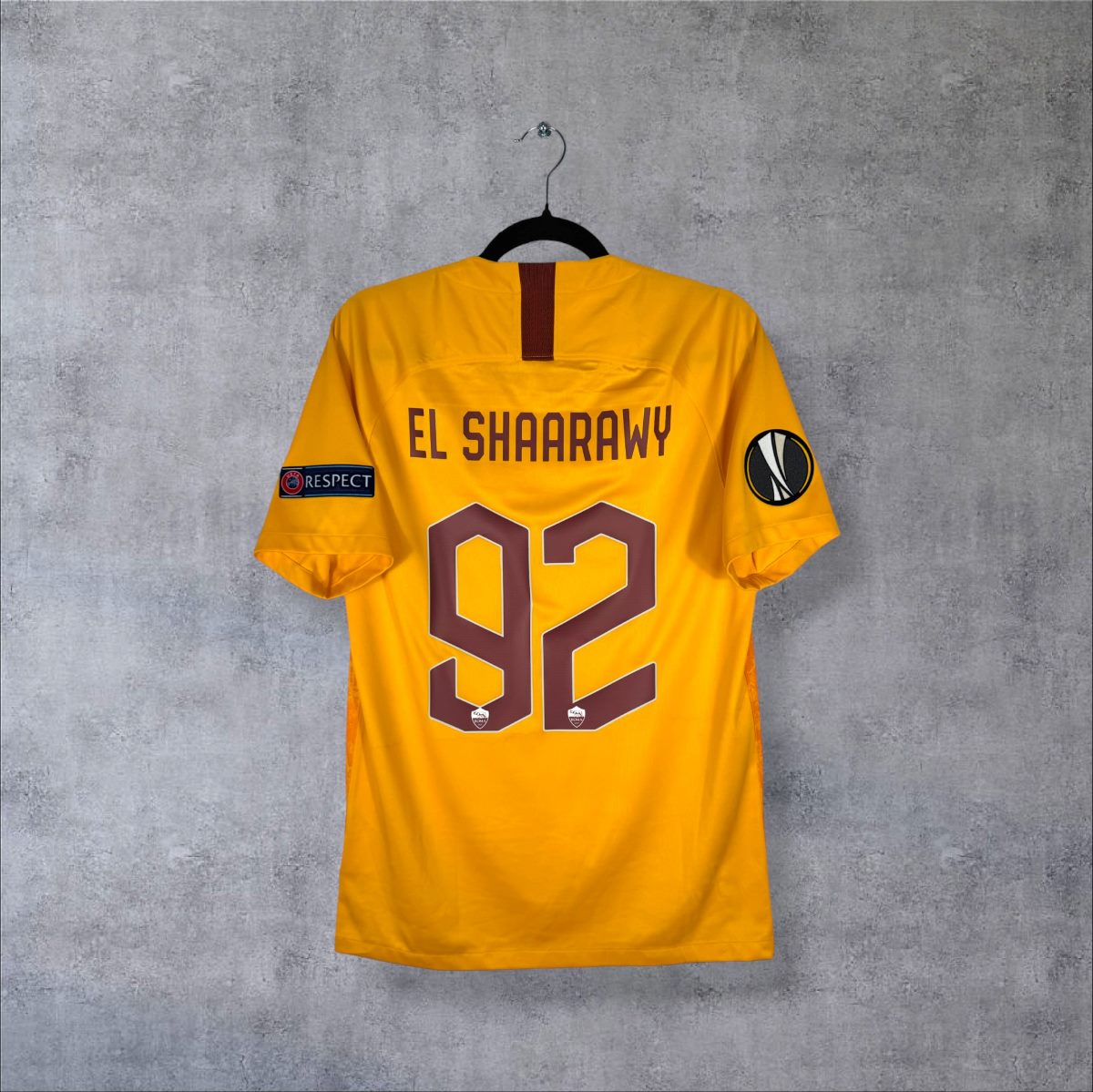 Maillot AS Roma 2018-2019 third orange dos flocage El Shaarawy N°92 patch UEFA