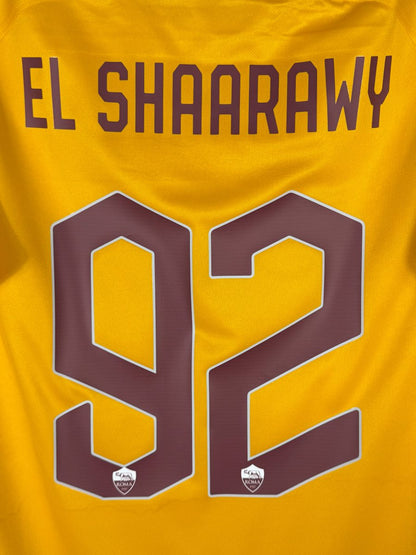 Flocage EL SHAARAWY N°92 bordeaux cerné blanc avec écussons Roma intégrés
