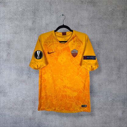 Face du maillot AS Roma 2018-2019 third jaune imprimé du plan de Rome