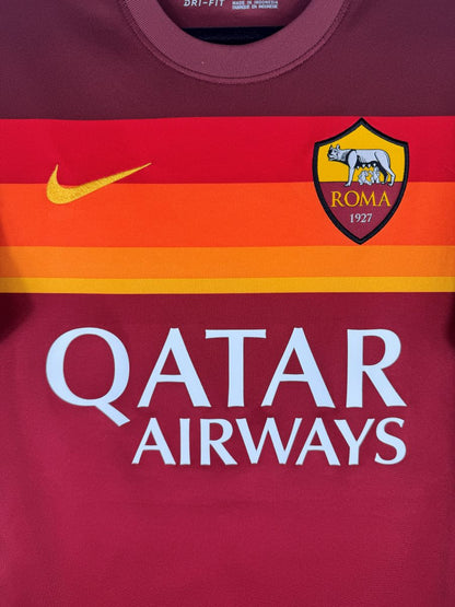 Écusson brodé à la louve capitoline et bande rouge orange jaune du maillot AS Roma