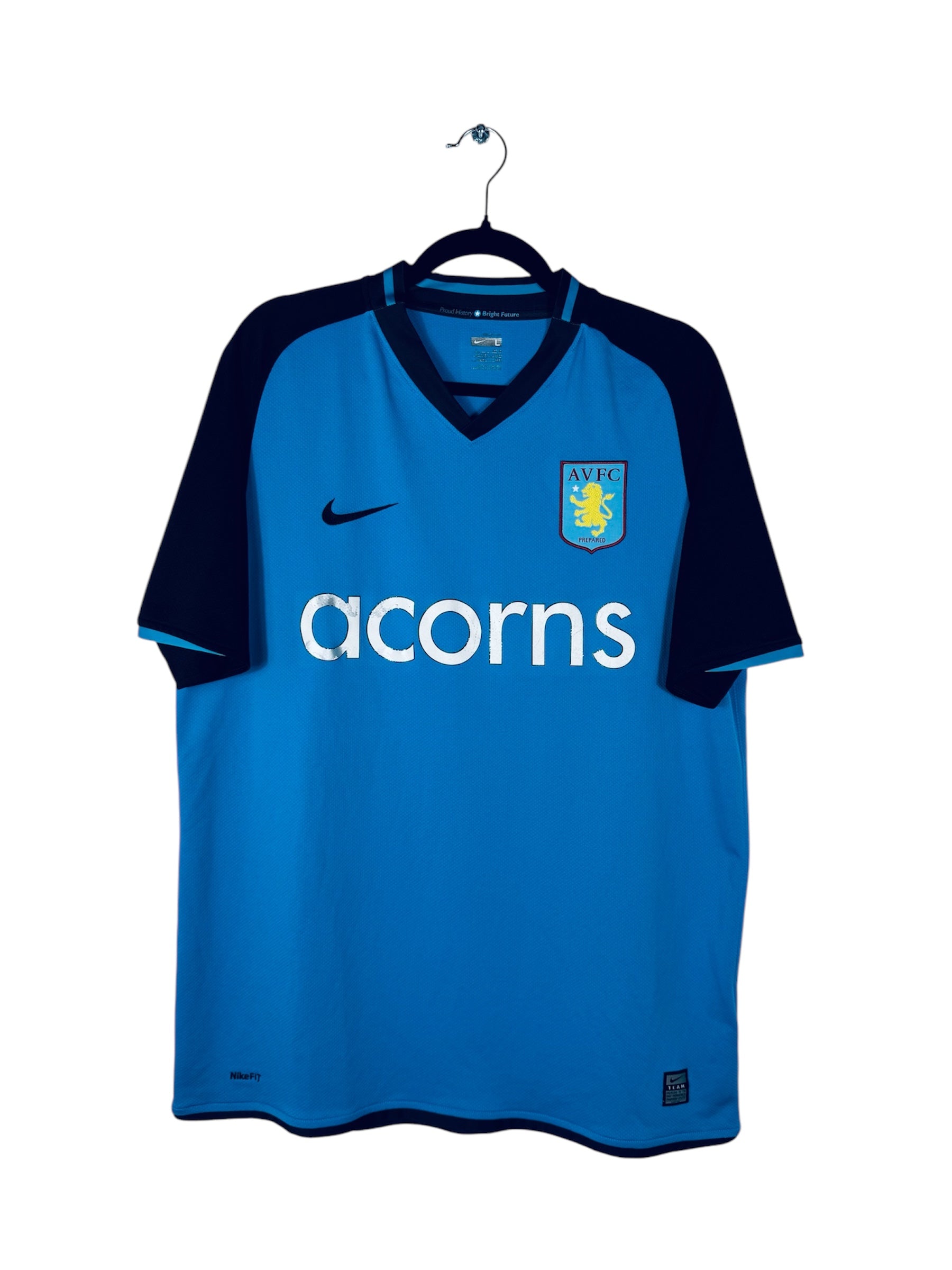 Maillot Aston Villa 2008-2009 Third Nike - Vue avant, taille L, couleur bleue.