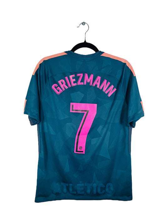 Maillot Atletico Madrid 2016-2017 Third Nike - Vue arrière flocage Griezmann N°7, taille M, couleur gris.