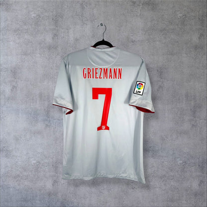 Dos du maillot Atletico Madrid 2014-2015 extérieur avec le flocage rouge GRIEZMANN N°7 et le patch LFP