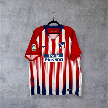 Maillot Atletico Madrid 2018-2019 domicile, face avec logo Nike et sponsor Trade Plus500