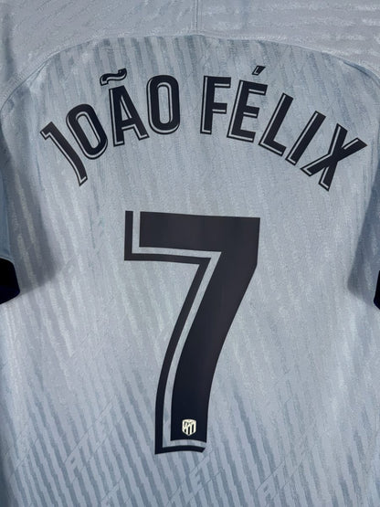 Détail du flocage Ligue des Champions João Félix 7 avec écusson de l'Atletico dans le numéro