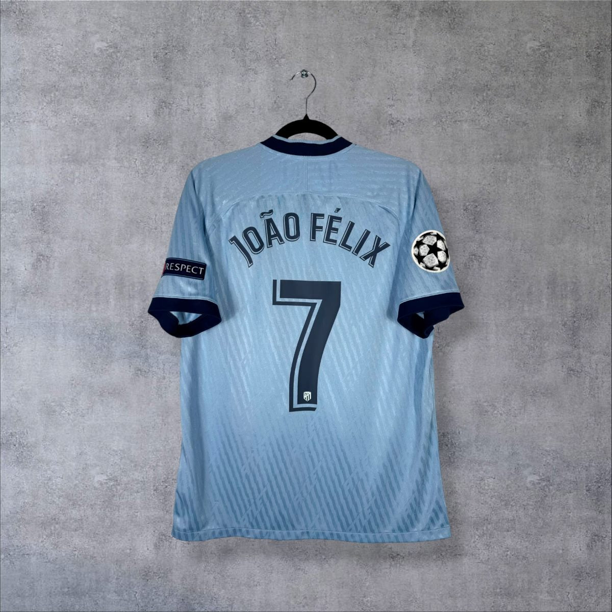 Dos du maillot Atletico Madrid 2019-2020 third avec flocage João Félix numéro 7 et patch Ligue des Champions