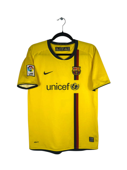 Maillot FC Barcelone 2008-2009 extérieur Eto’o Nike vue avant logo et sponsor