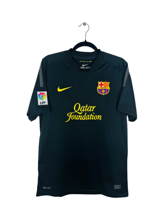 Maillot FC Barcelone 2011-2012 Extérieur Nike - Vue avant, taille M, couleur noir.