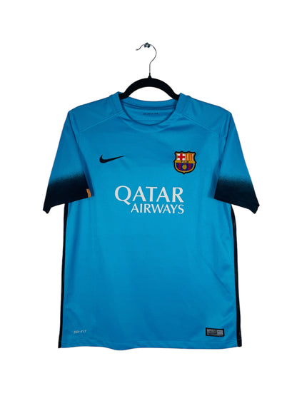 Maillot FC Barcelone 2015-2016 Third Nike - Vue avant, taille S, couleur bleu.