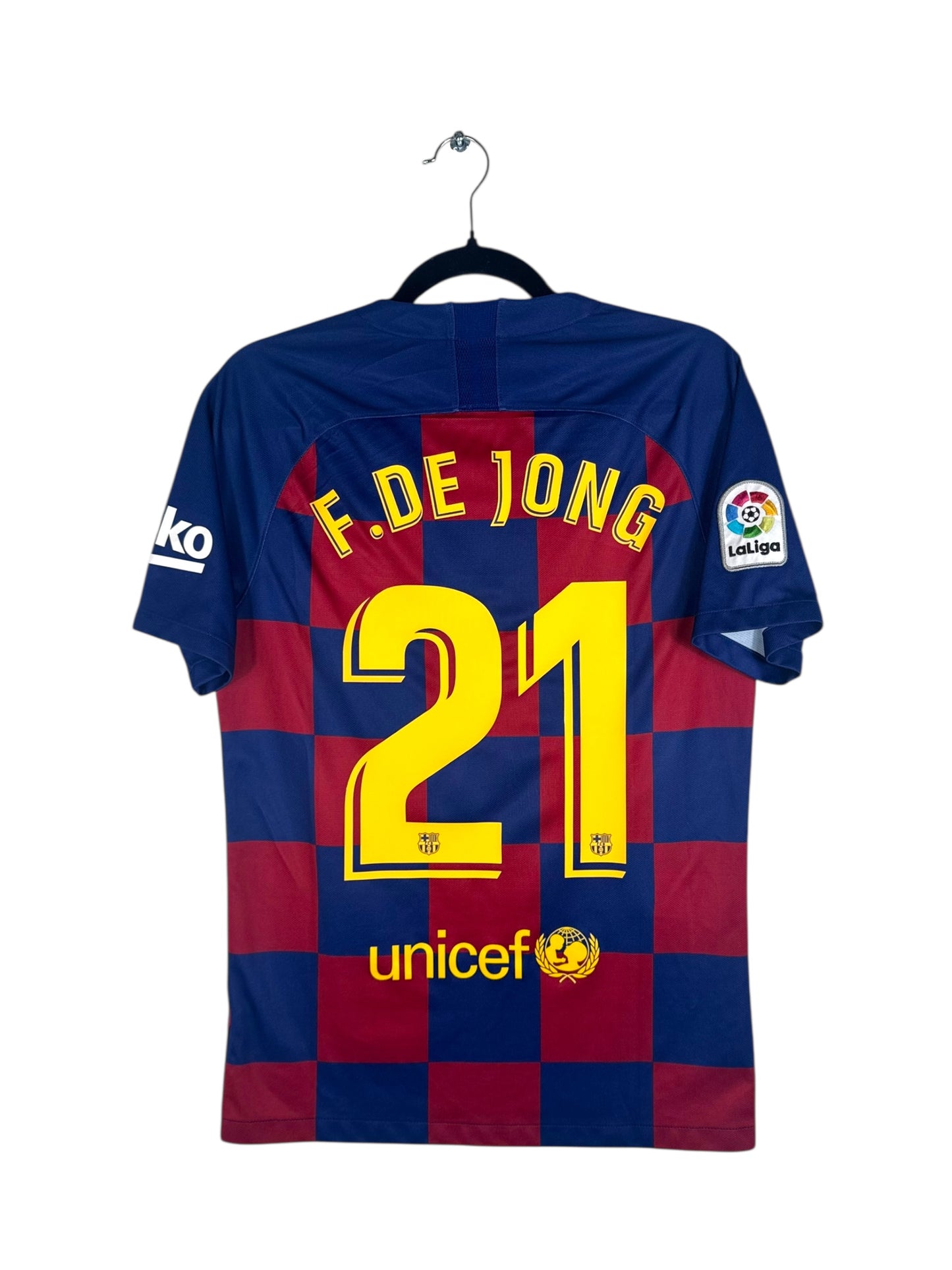 Maillot FC Barcelone 2019-2020 domicile De Jong numéro 21 vue arrière flocage