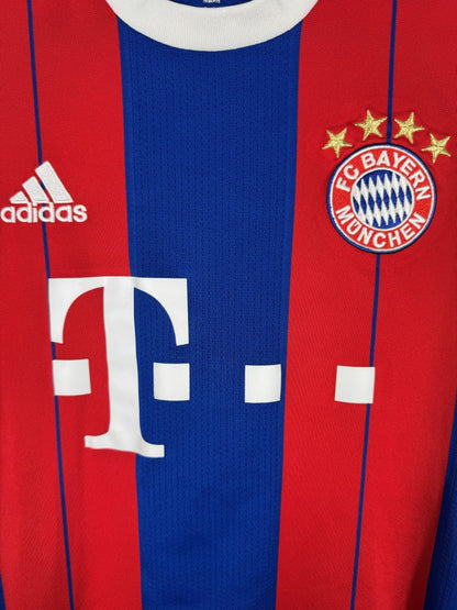 Écusson brodé FC Bayern München avec quatre étoiles, logo adidas et sponsor Telekom, maillot 2014-2015