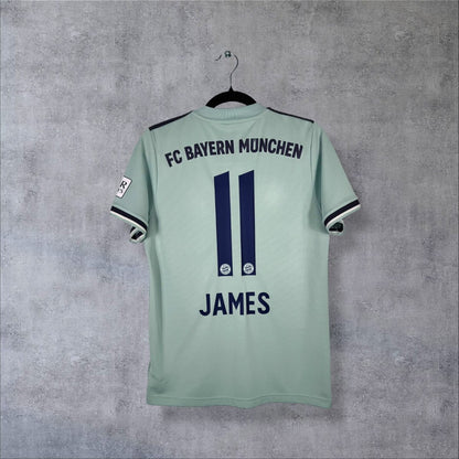 Dos du maillot extérieur Bayern Munich 2018-2019 adidas vert d'eau, flocage FC Bayern München 11 James