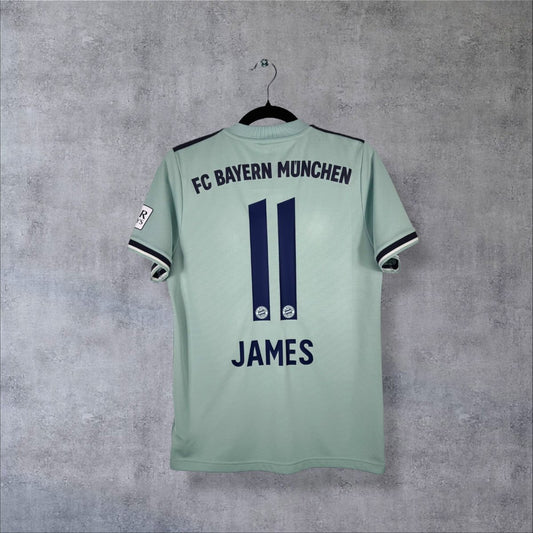 Dos du maillot extérieur Bayern Munich 2018-2019 adidas vert d'eau, flocage FC Bayern München 11 James