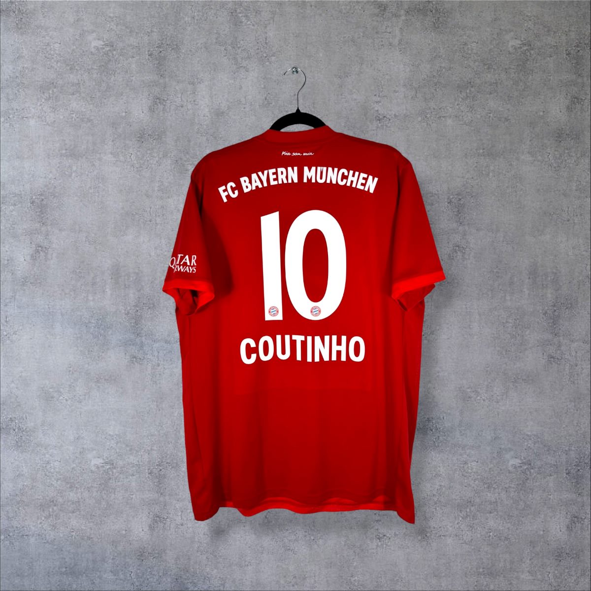Dos du maillot Bayern Munich 2019-2020 domicile rouge avec flocage Coutinho N°10 et FC Bayern München