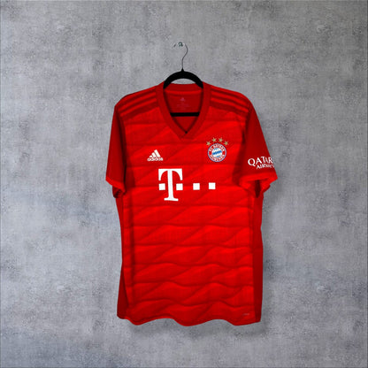 Face du maillot Bayern Munich 2019-2020 domicile adidas avec sponsors Telekom et Qatar Airways