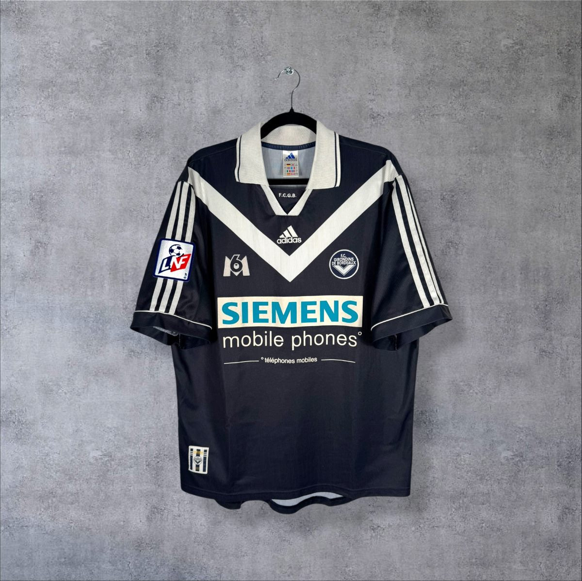 Maillot Girondins de Bordeaux 2000-2001 domicile Adidas vue face sponsor Siemens