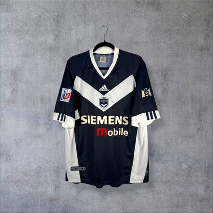 Maillot Girondins de Bordeaux 2001-2002 domicile Adidas vue face sponsor Siemens Mobile