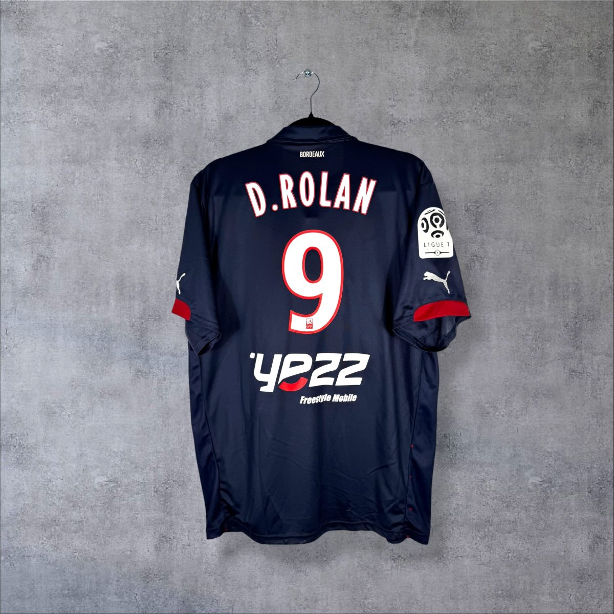 Maillot Girondins de Bordeaux 2014-2015 domicile flocage D. Rolan N°9 vue dos