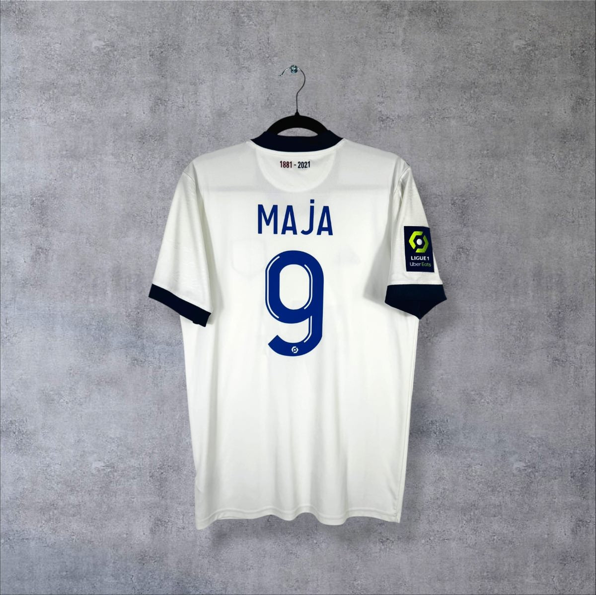 Maillot Girondins de Bordeaux 2021-2022 extérieur adidas, dos floqué Maja 9, mention 1881-2021
